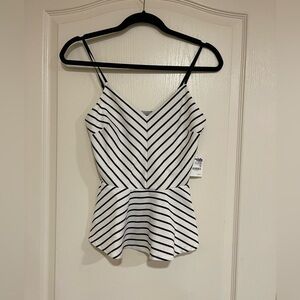 Charlotte Russe black and white stripe flare tank​​​​